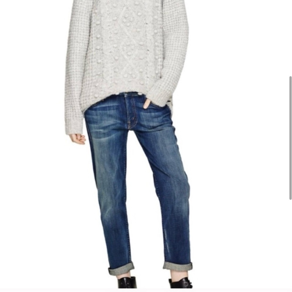 MOTHER The Dropout Boyfriend Jeans Tequila Truth Distressed Blue 25 - Picture 2 of 16